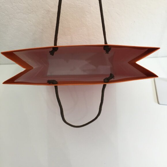 Hermes Shopping Bag 16.75 x 10.75 x 3.75 in Orange Paper Gift Bag Authentic - Picture 9 of 16